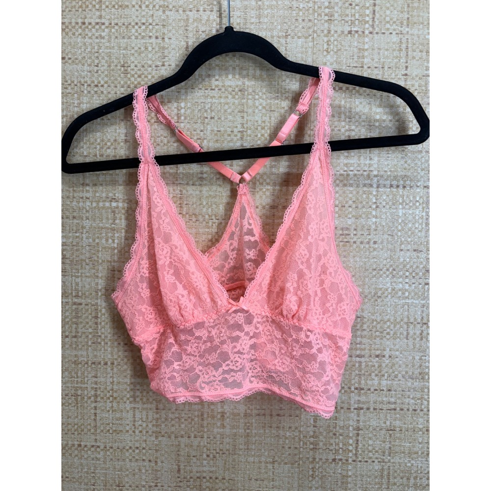 Victoria's Secret Lace Bralette Womens Medium Pink Racerback Triangle Bra Top